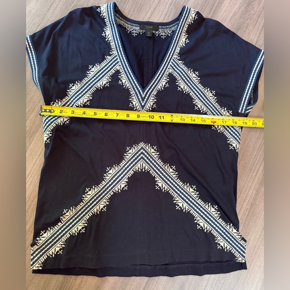 J. Crew Navy Top with White Embroidery - Picture 2 of 8